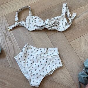 Montce Cream Floral Bikini Top